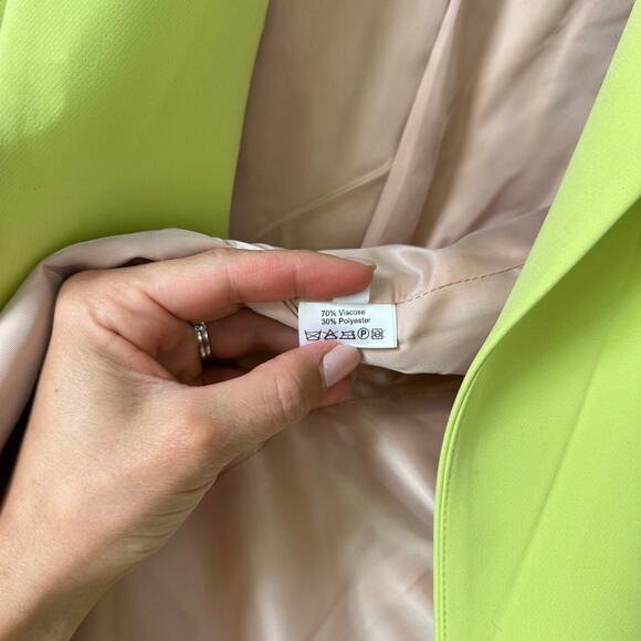 Seven Lab Single-Breasted Rhinestone Skull Notch Lapel Blazer Neon Green XL - Picture 9 of 10